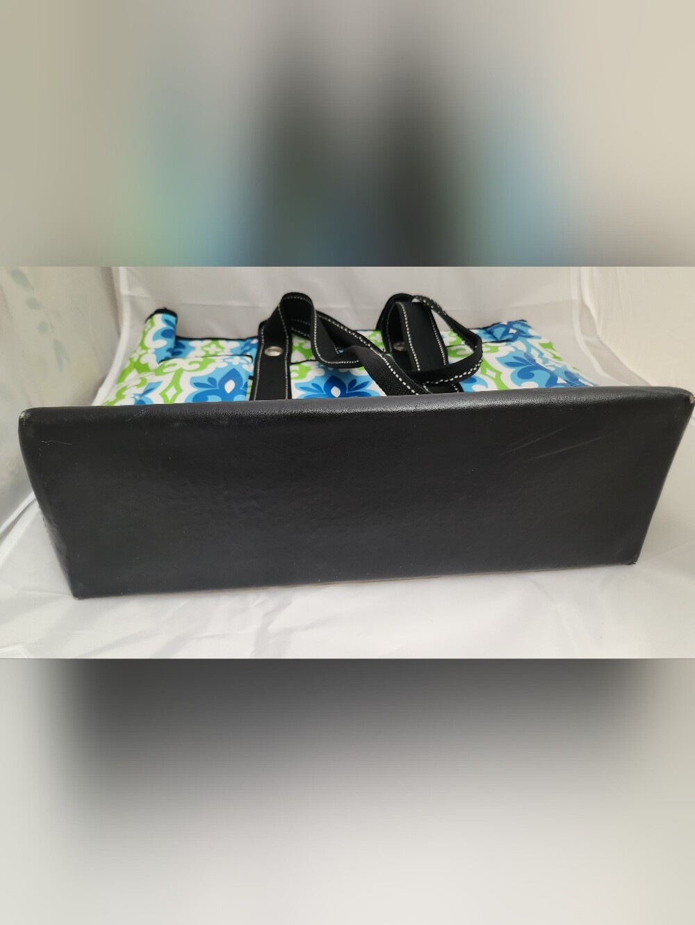 Scout Blue, Green & White Patterned Tote with Black Trim - Picture 5 of 6